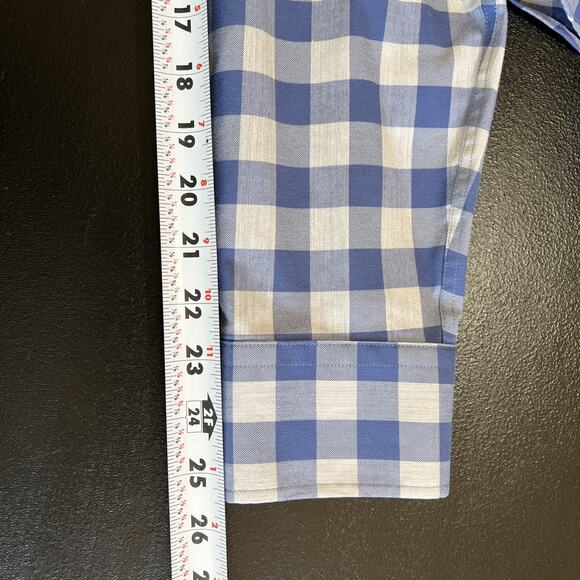 Charles Tyrwhitt Shirt Large Weekend No Iron Slim Fit Blue/Gray Check Preppy - Picture 9 of 9